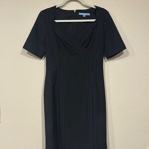 ANTONIO MELANI Black Midi Sheath Dress Sweetheart Neckline